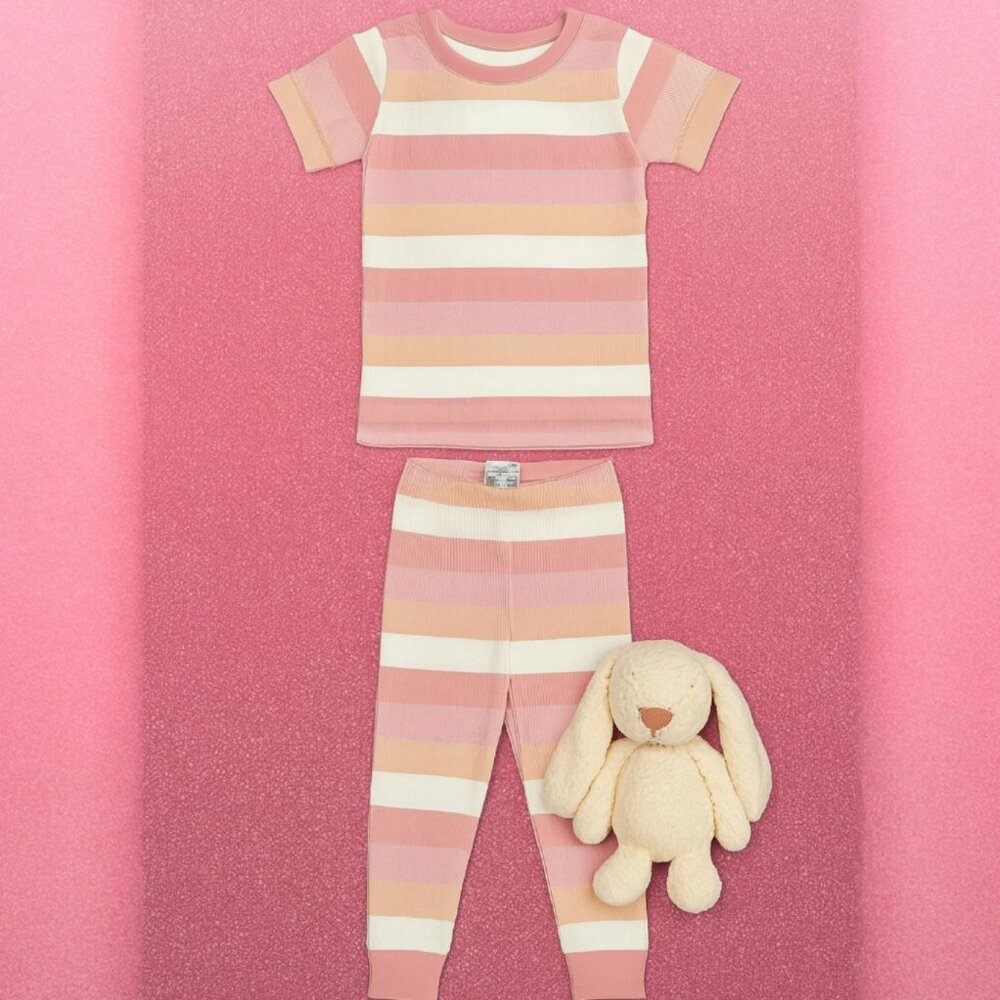 “Sunset Snuggles” Ribbed Lounge Set – Soft Stripes for Cozy Days 4T NWT Cotton